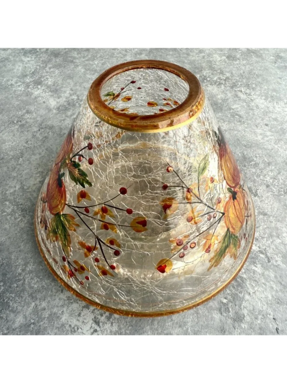 Yankee Candle Jar Shade Crackle Glass Pumpkin & Autumn Leaves Fall 2012